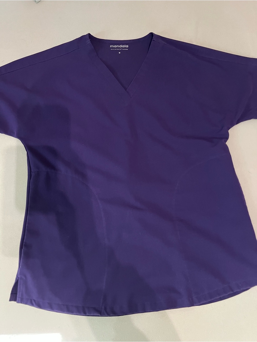 Mandala Purple Oversized V-Neck Medical Scrub Top and Slim pants.